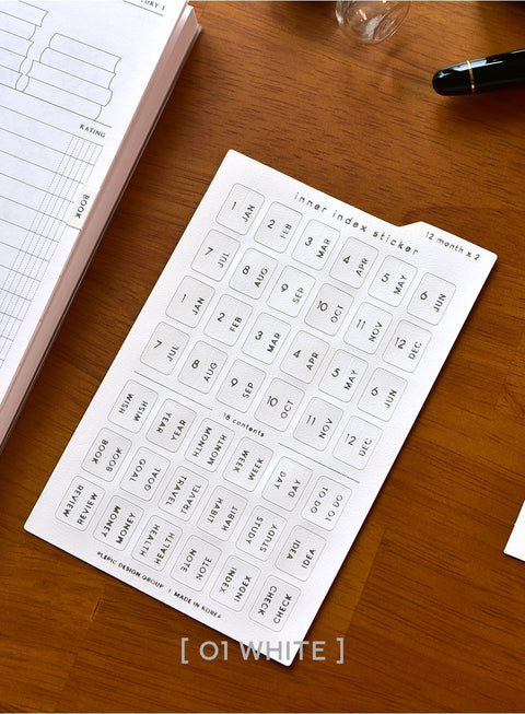 Inner Index Tab Sticker_Silver [8colors] | Leather Texture