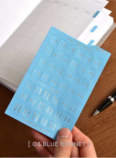 Inner Index Tab Sticker_Silver [8colors] | Leather Texture