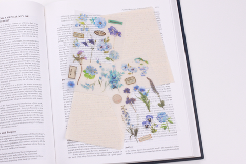 Rub-on Flower Sticker [Botanical Blue] | Printed Dried Flower Sticker