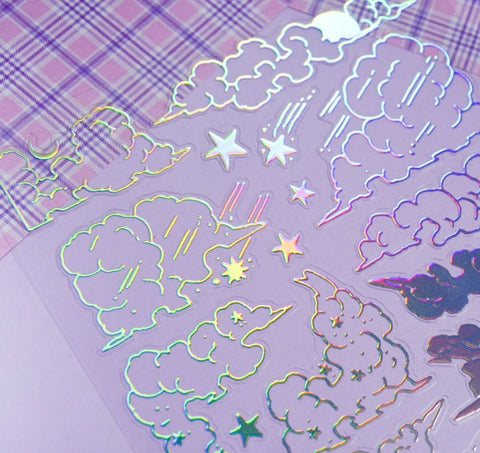 Cloud Glitter Seal Sticker