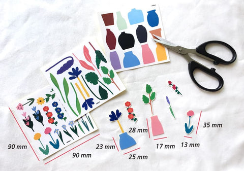 Flowering Plant Sticker Set | un cut lines stickers | 15sheets