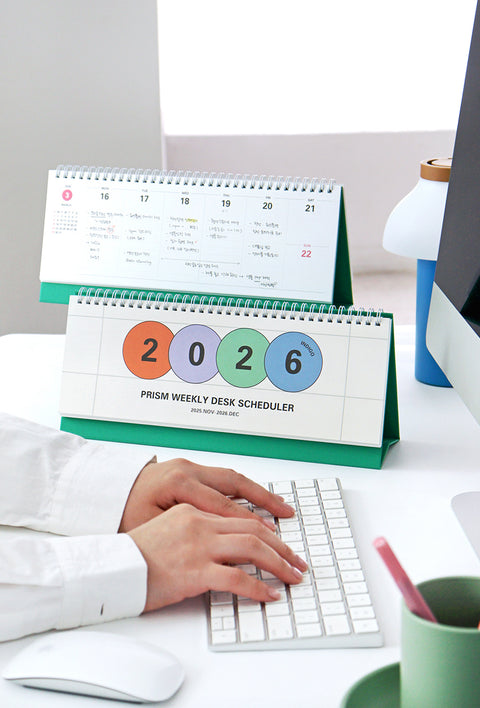 2026 PRISM Horizontal Weekly Desk Scheduler | Desk Calendar