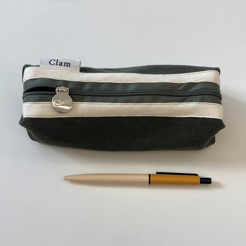 Clam Round Pencil Case [Khaki] | Pen Pouch