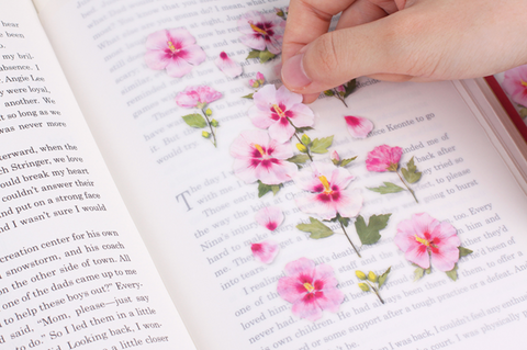 Pressed Flower Sticker [Rose of Sharon] | Printed Dried Flower Sticker