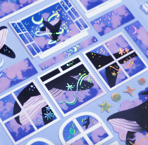 Night Sky Whale Seal Sticker