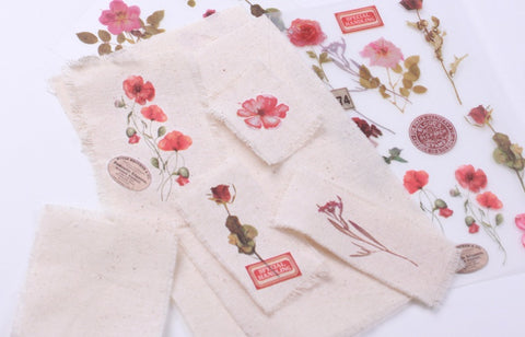 Rub-on Flower Sticker [Botanical Pink] | Printed Dried Flower Sticker