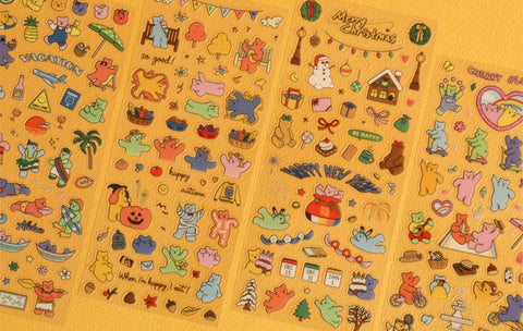 Jelly Bear Diary Seal Sticker 01-04 | Season