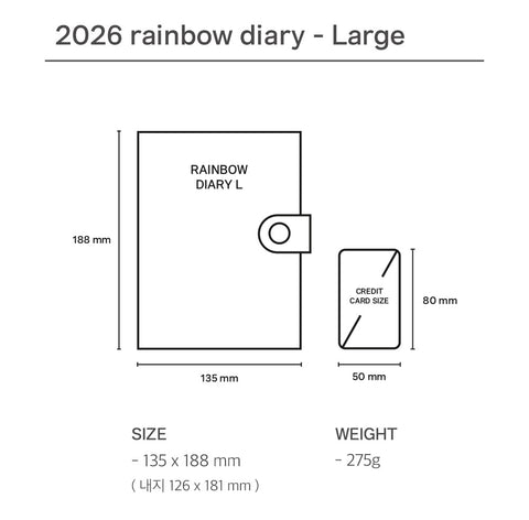 2026 Rainbow Weekly Diary L [4colors] | Weekly Planner