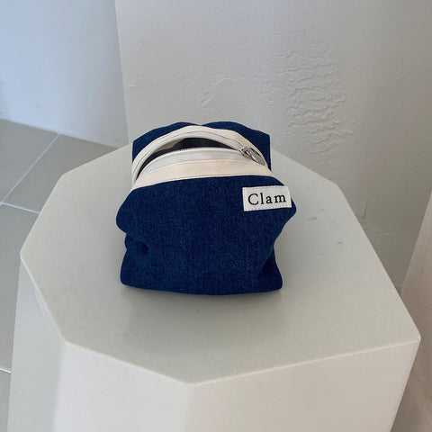 Clam Round Pouch [Blue Denim] | Daily Pouch