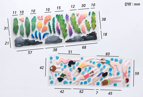 Swimming Seal Sticker [2types] | Seaweed Deco Sticker