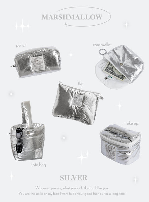 momossi Marshmallow Pencil Pouch [Silver] | Pen Case