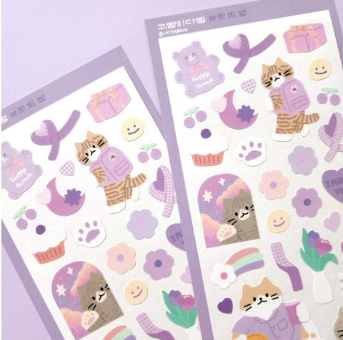 Purple Night Cat Seal Sticker | Kitty Deco Sticker