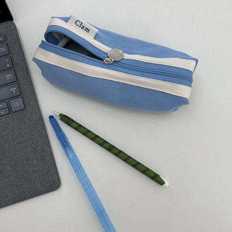 Clam Round Pencil Case [Lagy Blue] | Pen Pouch