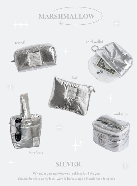 momossi Marshmallow Flat Pouch [Silver]