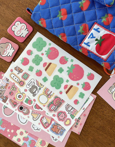 YOON GOO Strawberry Sticker Pack | Planner Deco Sticker