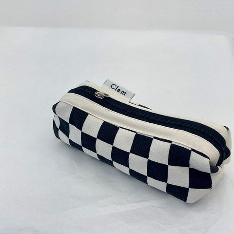 Clam Round Pencil Case [Checkerboard] | Pen Pouch