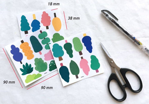 Tree Sticker Set | un cut lines stickers | 15sheets