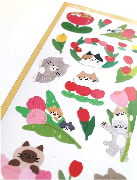 Tulip Cat Seal Sticker | Kitty Deco Sticker