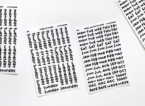 Uncut Sticker [Chubby Handwriting Day and Month] | Deco Sticker
