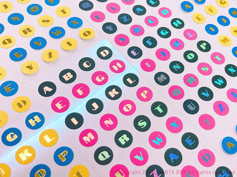 Twinkle Deco Sticker [Round Alphabet-Black Pink]