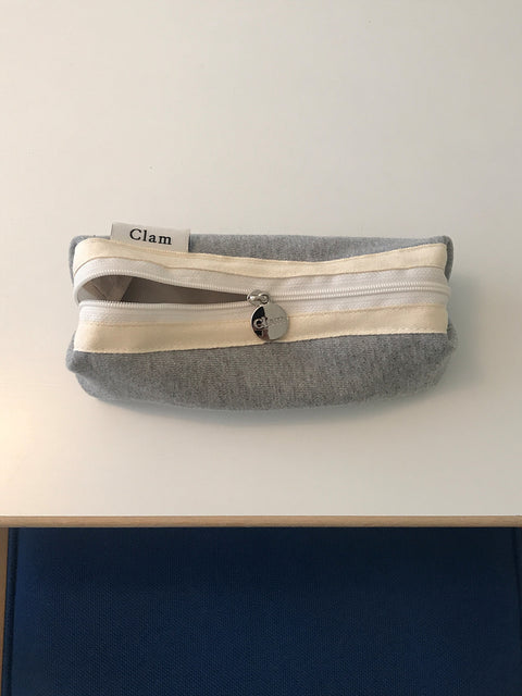 Clam Round Pencil Case [Snug Gray] | Pen Pouch