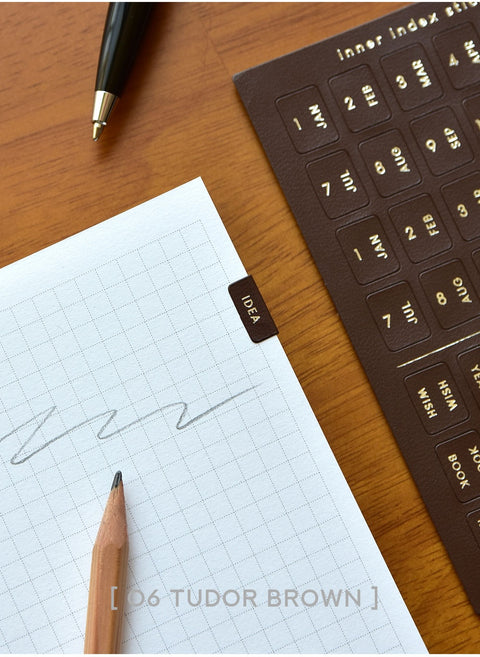 Inner Index Tab Sticker_Silver [8colors] | Leather Texture