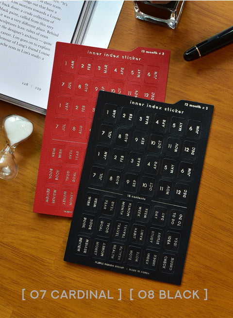 Inner Index Tab Sticker_Silver [8colors] | Leather Texture