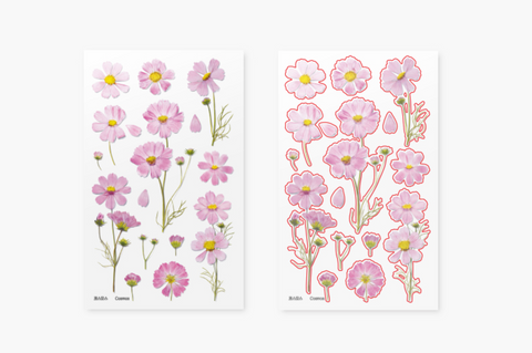 Pressed Flower Sticker [Cosmos] | Printed Dried Flower Sticker