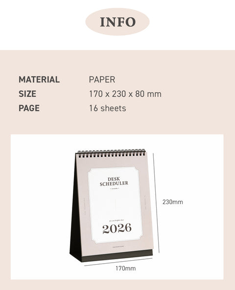 2026 Desk Calendar | Desk Scheduler 2026