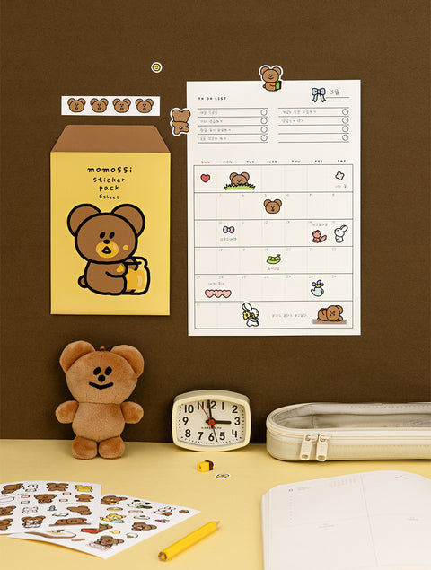 momossi Sticker Pack | 6sheets | Bear Sticker