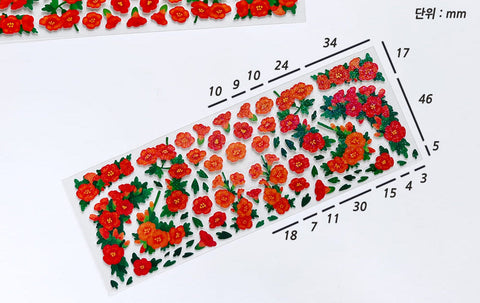 Peony & Trumpet Creeper Seal Sticker [4types] | Deco Sticker