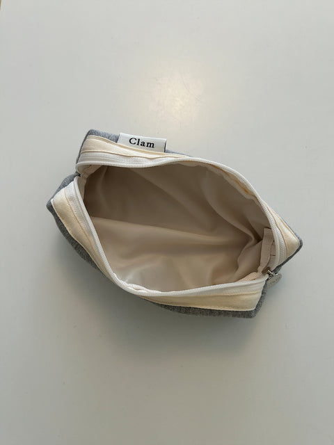 Clam Round Pencil Case [Snug Gray] | Pen Pouch