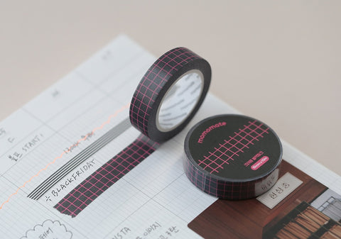 Crayon Check Black Pink Masking Tape