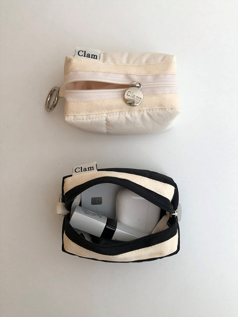 Clam Mini Key Ring Round Pouch [Quilting Cream] | Daily Pouch