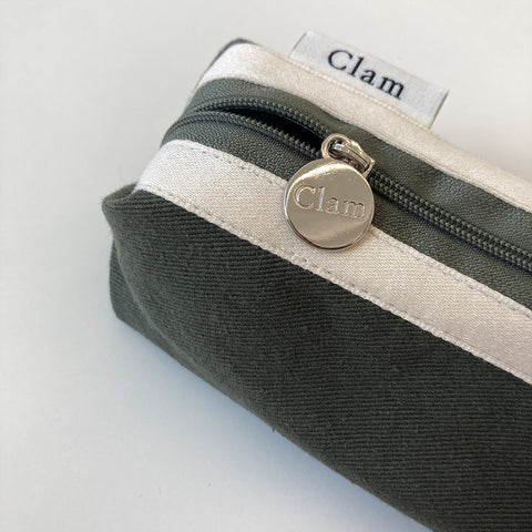 Clam Round Pencil Case [Khaki] | Pen Pouch