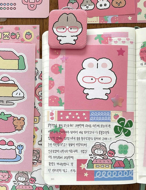 YOON GOO Strawberry Memo Sticker Pack [2types] | Planner Deco Sticker