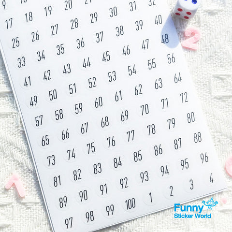 PT-002 PET Office Decor Label Number Sticker | 4sheets