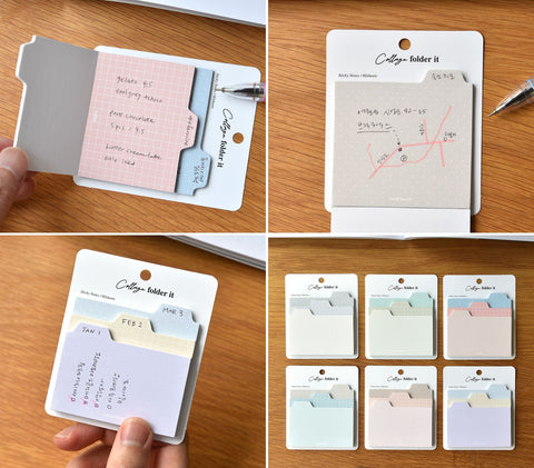 Collage Folder Sticky Notes Tall [6types] | Index Adhesive Notepad