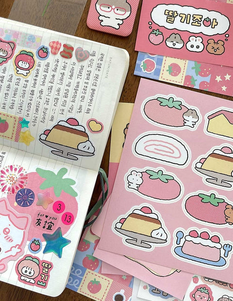 YOON GOO Strawberry Stickers [4types] | Planner Deco Sticker