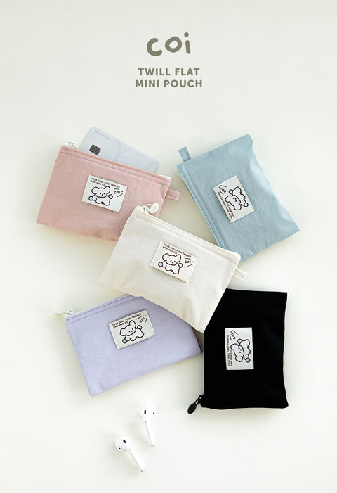 Coi Twill Flat Mini Pouch [5colors] | Mini Makeup Pouch
