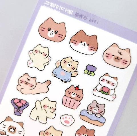 Cheek-red Cat Seal Sticker