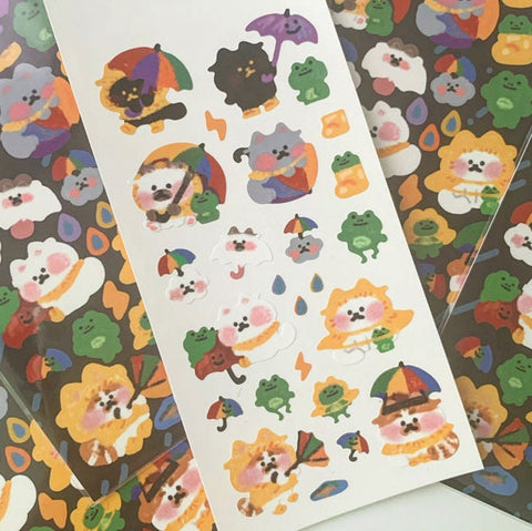 Kitty Planner Sticker [Rainy Day] | Journal Seal Stickers, Decorative Scrapbooking Stickers