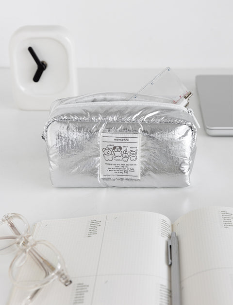 momossi Marshmallow Pencil Pouch [Silver] | Pen Case