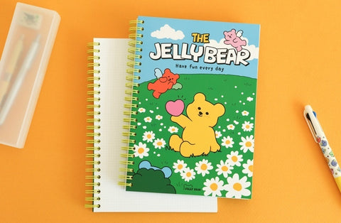 Twin Ring Grid Notebook - 05 Jelly Bear