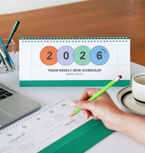 2026 PRISM Horizontal Weekly Desk Scheduler | Desk Calendar