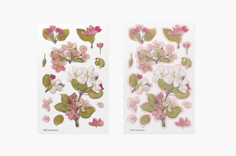 Pressed Flower Sticker [Apple Blossom] | Printed Dried Flower Sticker