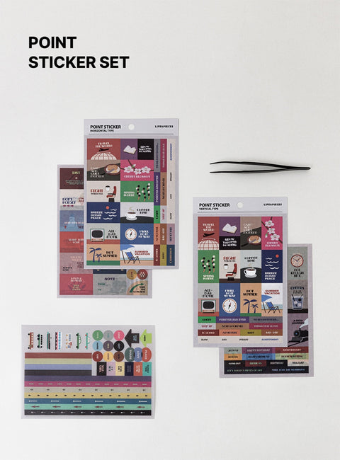 LIFE&PIECES Point Sticker Set [2types] | 6sheets