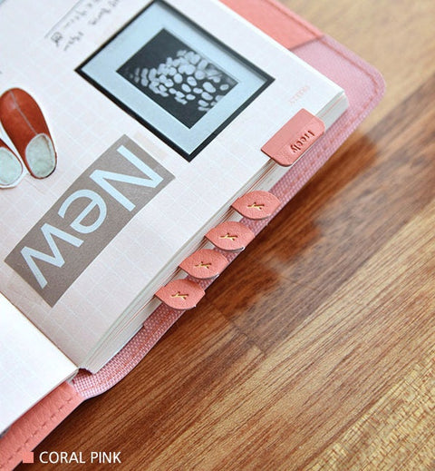 Leaf Leather Index Tab Sticker ver.4 [6colors] | Leather Texture