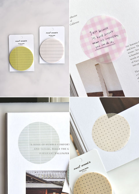 Moist Round Sticky Notes [16types] | Tracing Adhesive Paper