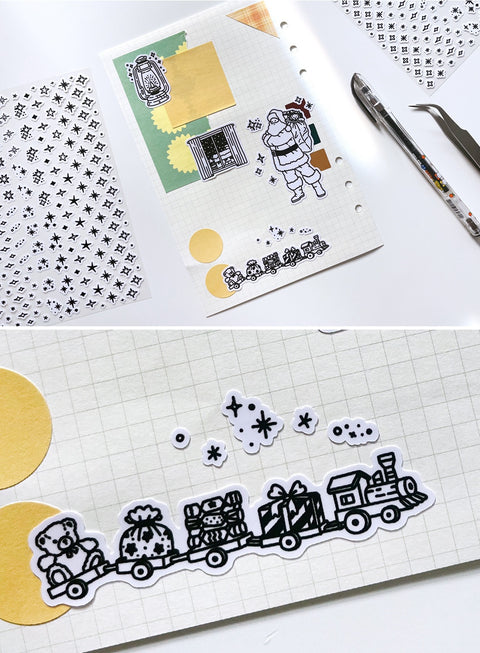 Deco Seal Sticker [Glitter Black Line]